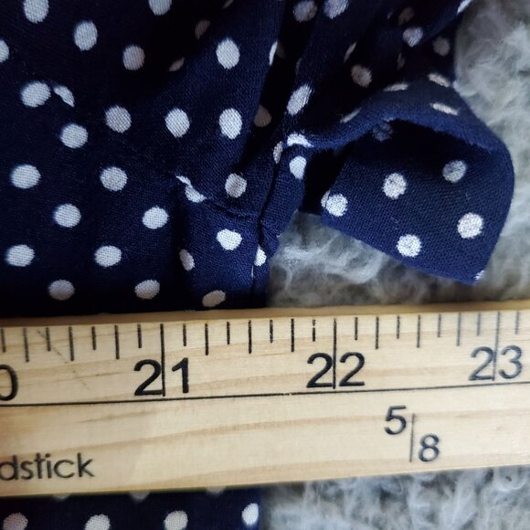 Emily Daniels Top Womens XL Blue Polka Dot Short Sleeve Button Down Lightweight - Picture 6 of 8